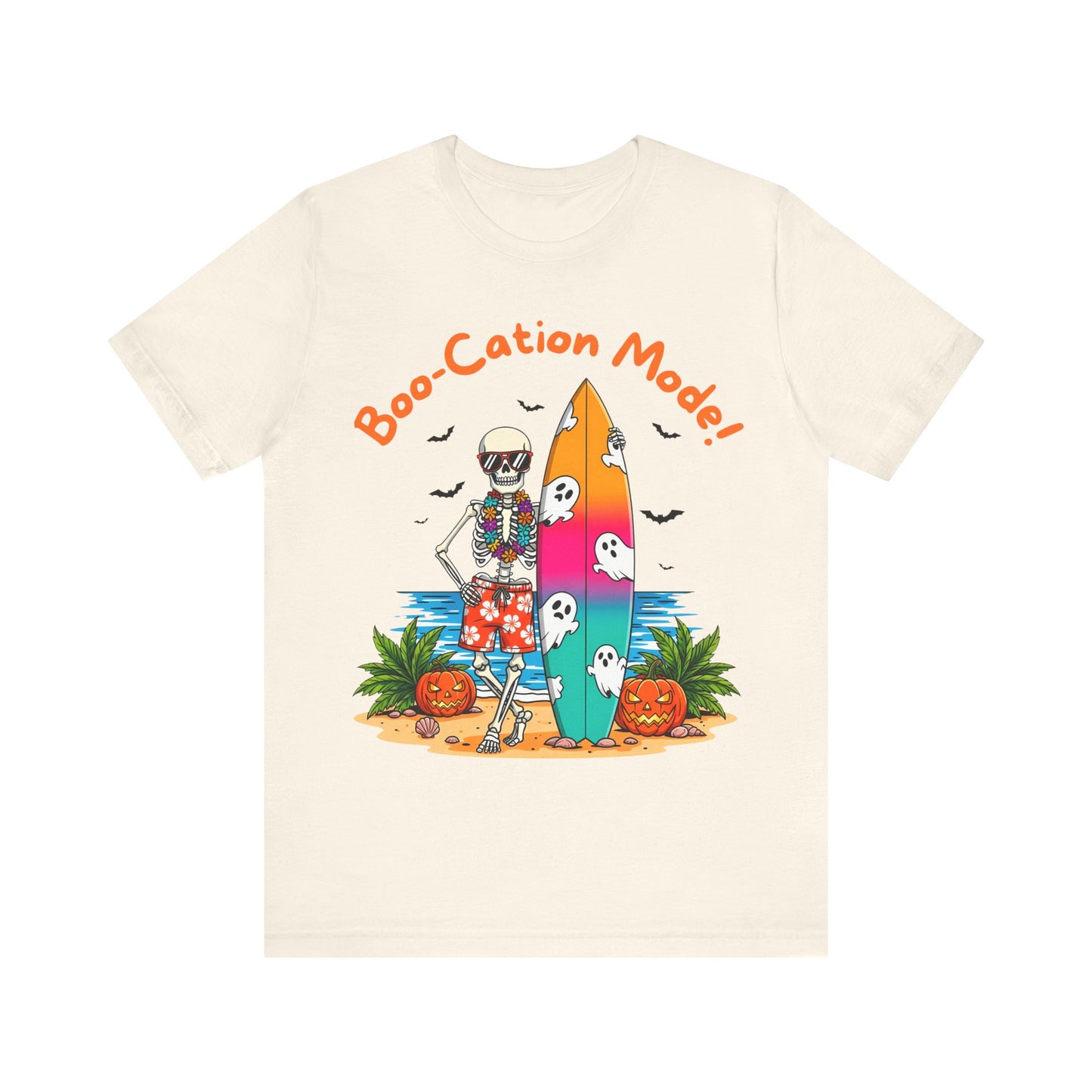 Boo-Cation Mode Skeleton Tee - Perfect for Halloween, Beach Days, Summer, Casual Wear, Unisex, Surf Style