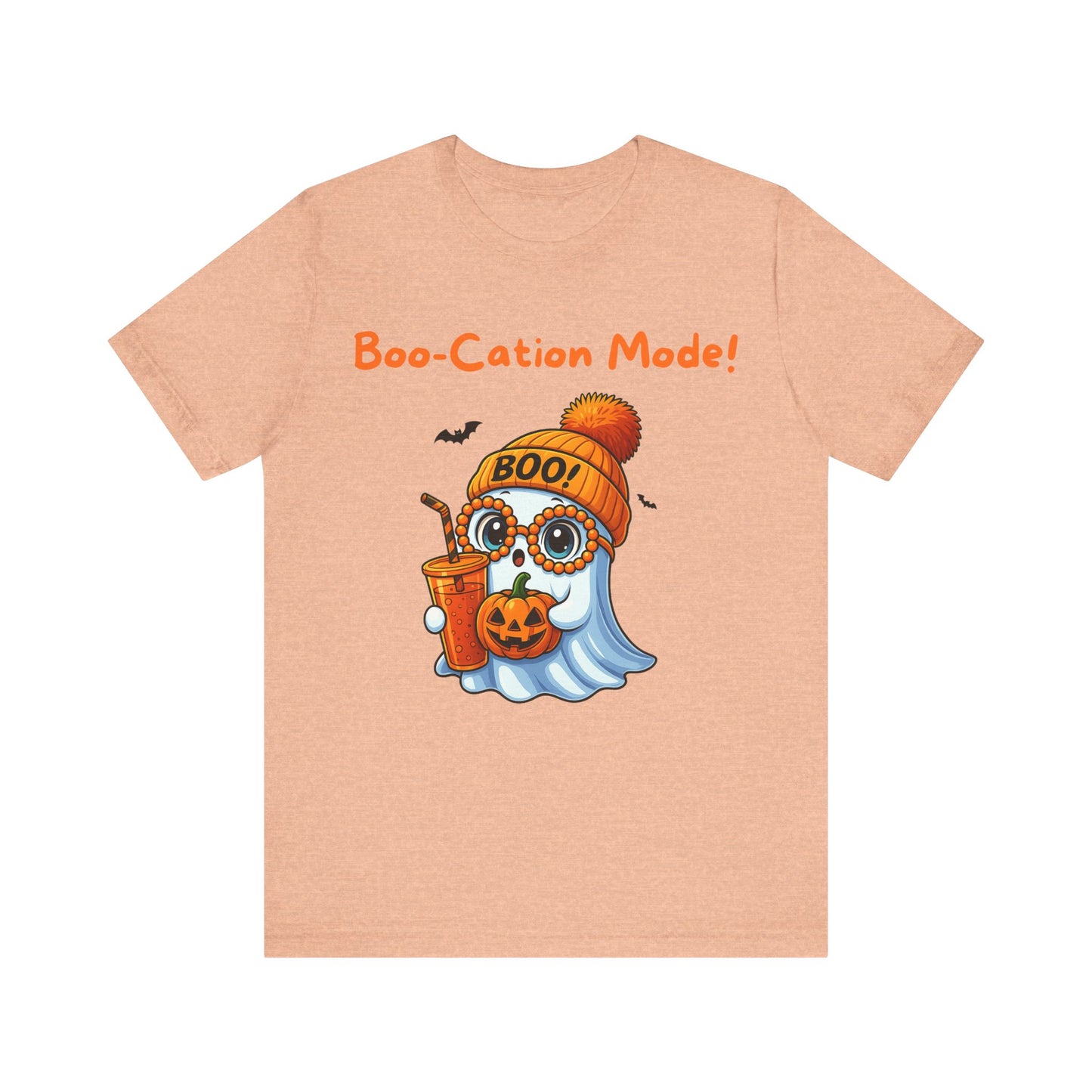 Boo-Cation Mode Ghost Tee, Unisex Halloween Shirt, Cute Fall Fashion, Spooky Season Gift, Fun Ghost Graphic Tee