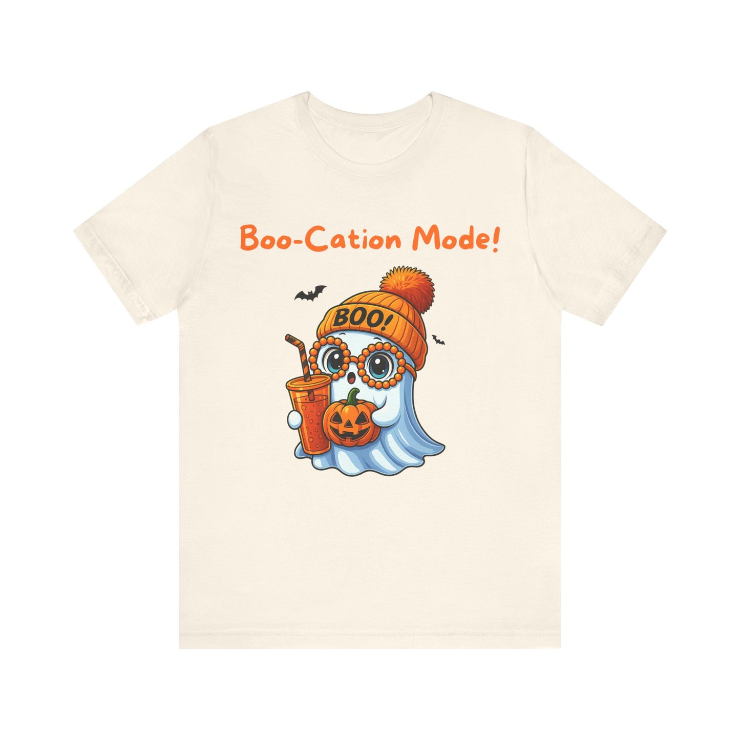 Boo-Cation Mode Ghost Tee, Unisex Halloween Shirt, Cute Fall Fashion, Spooky Season Gift, Fun Ghost Graphic Tee