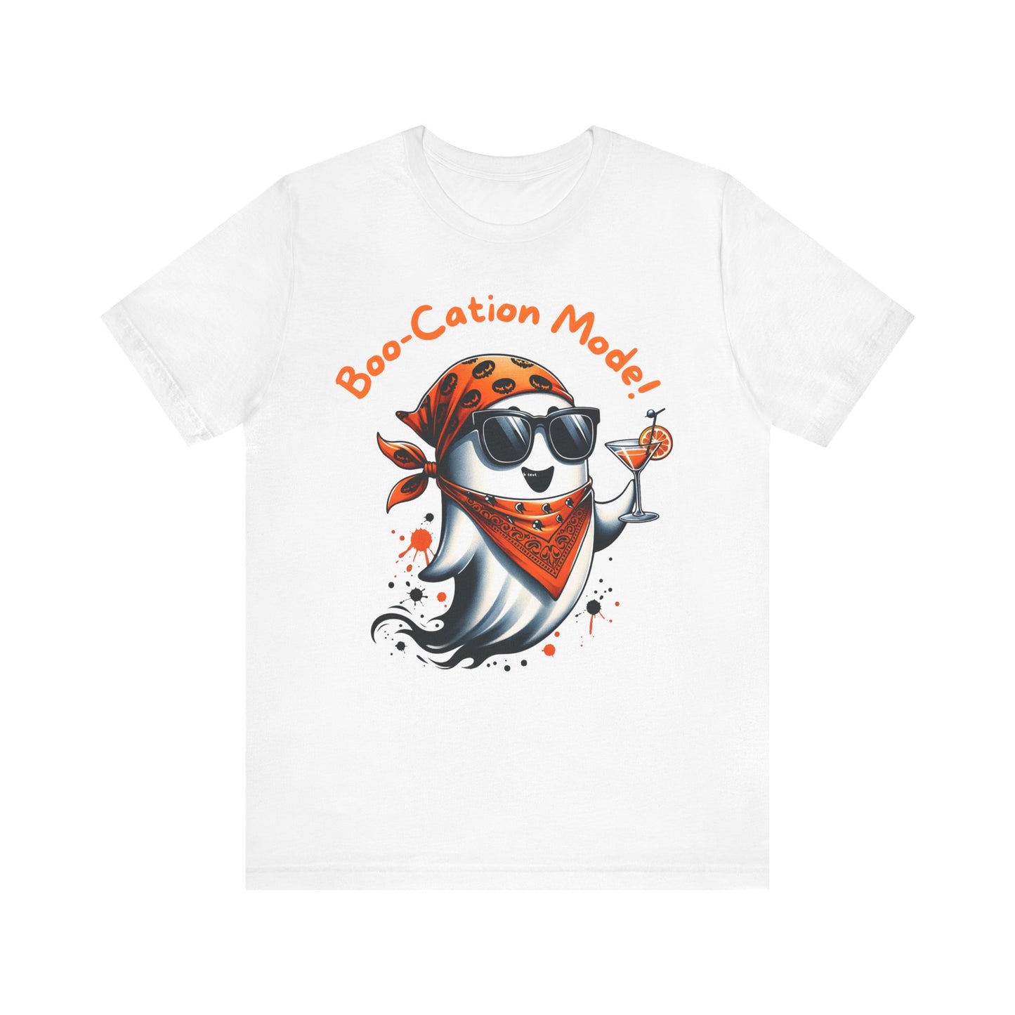 Boo-Cation Mode Ghost Tee, Halloween Shirt, Funny Ghost T-Shirt, Cute Summer Vacation Tee, Spooky Casual Wear