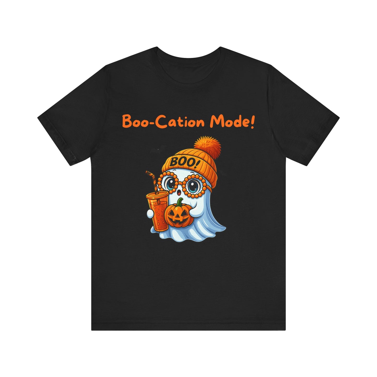 Boo-Cation Mode Ghost Tee, Unisex Halloween Shirt, Cute Fall Fashion, Spooky Season Gift, Fun Ghost Graphic Tee