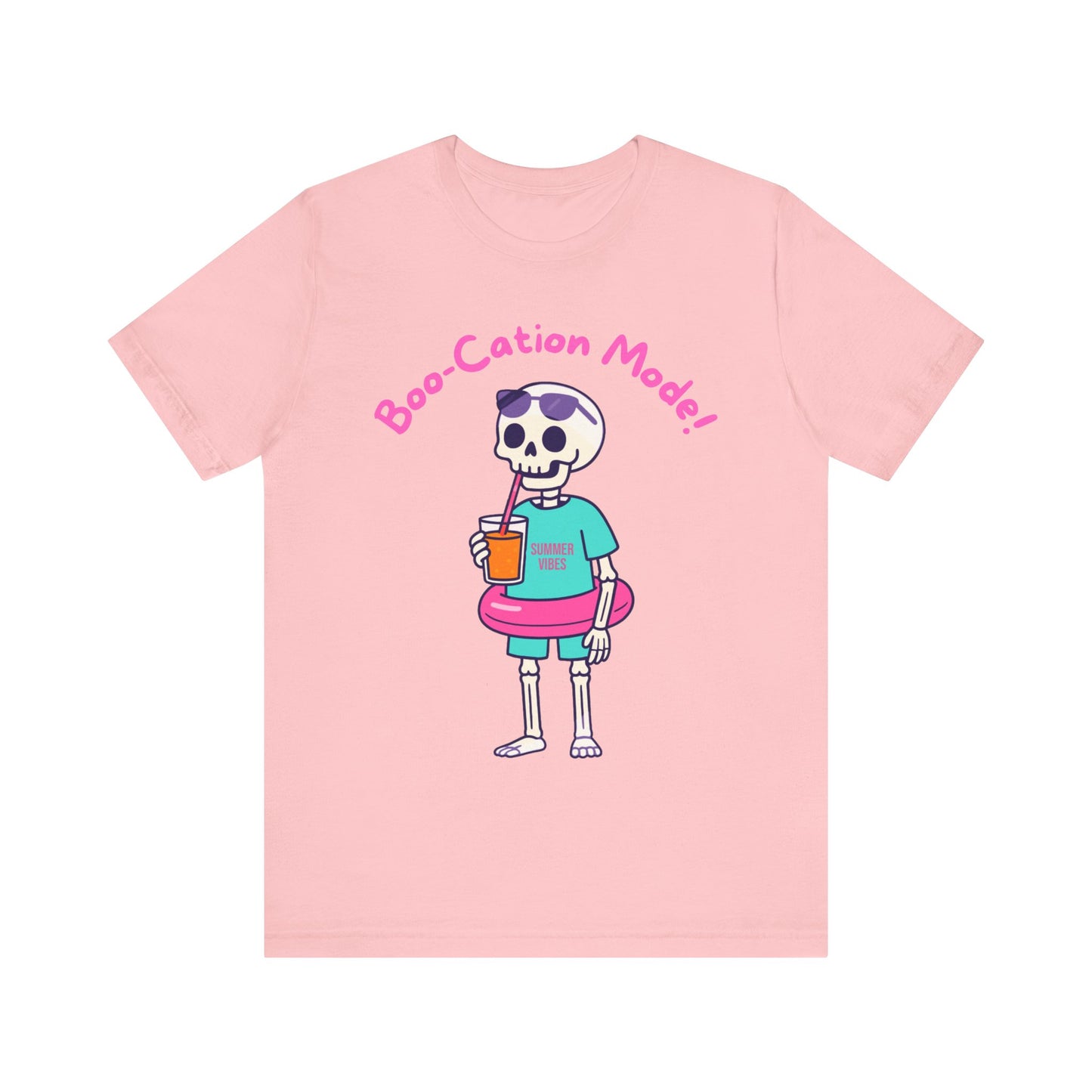 Boo-Cation Mode Skeleton Tee, Halloween T-Shirt, Fun Graphic Tee, Summer Vacation Shirt, Cute Skeleton Outfit, Casual Halloween Apparel