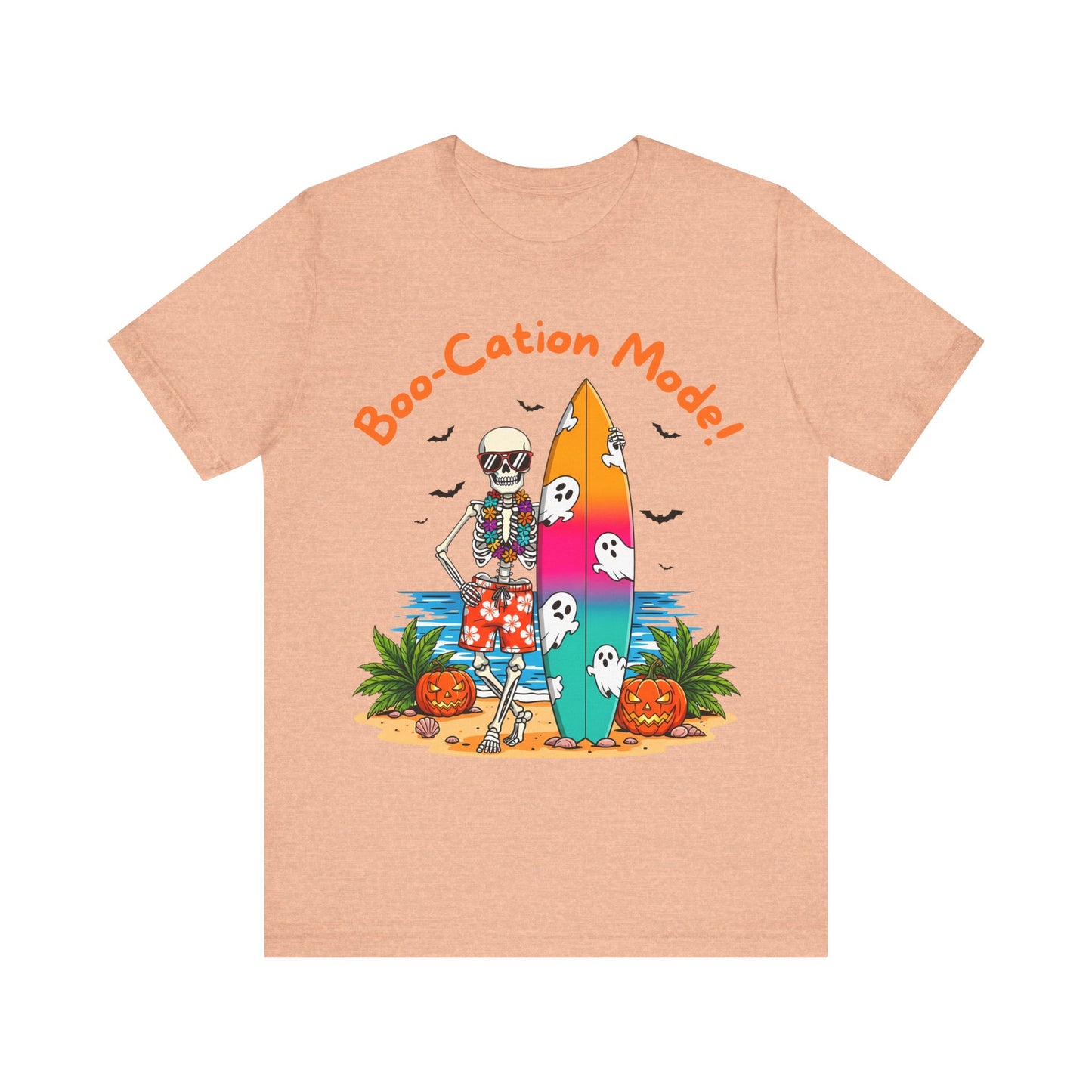 Boo-Cation Mode Skeleton Tee - Perfect for Halloween, Beach Days, Summer, Casual Wear, Unisex, Surf Style